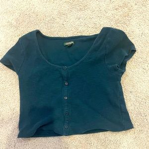 Dark blue crooked shirt with buttons down the front!